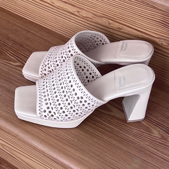Jeffrey Campbell Cream Cutout Mules - Picture 3 of 3